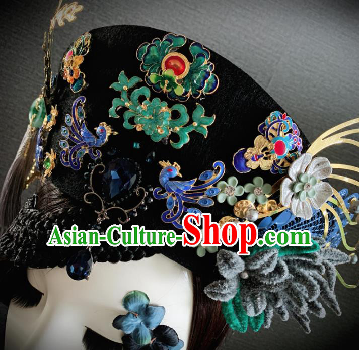 Traditional Chinese Ancient Qing Dynasty Palace Queen Phoenix Coronet Headwear Hair Accessories for Women