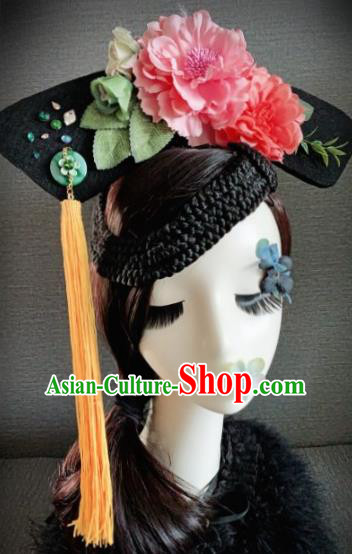 Traditional Chinese Qing Dynasty Manchu Lady Headwear Ancient Palace Queen Hair Accessories for Women