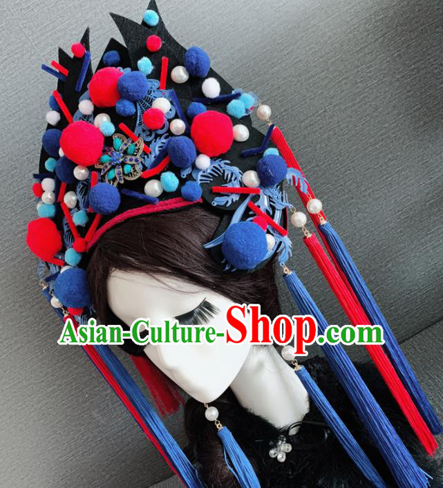 Handmade Chinese Ancient Opera Luxury Hair Accessories Halloween Modern Fancywork Headwear for Women