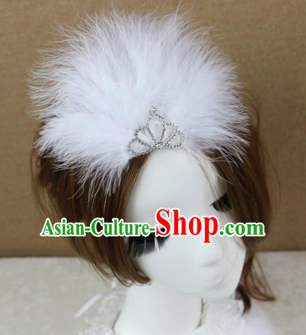 Top Grade Princess White Feather Hair Accessories Gothic Bride Hair Stick Headwear for Women