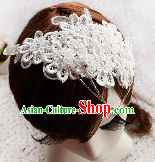 Top Grade Princess White Lace Hair Accessories Bride Hair Stick Headwear for Women