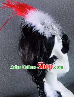 Top Grade Stage Performance Red Feather Hair Accessories Brazilian Carnival Halloween Headwear for Women