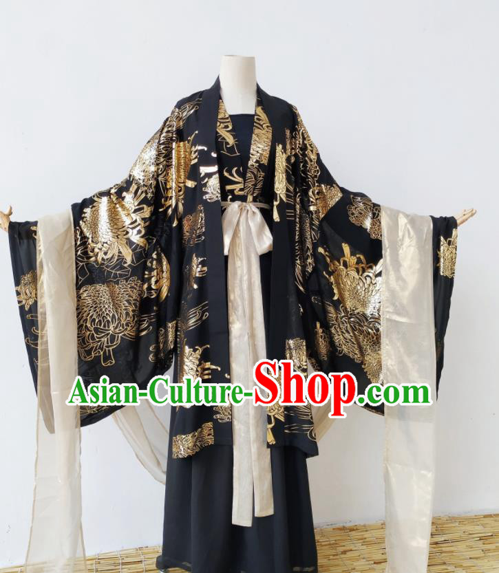 Chinese Ancient Queen Black Hanfu Dress Traditional Tang Dynasty Palace Empress Costume for Women