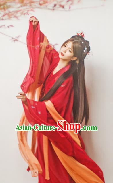 Chinese Ancient Wedding Red Hanfu Dress Traditional Tang Dynasty Princess Historical Costume for Women