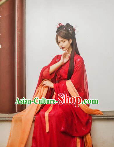 Chinese Ancient Wedding Red Hanfu Dress Traditional Tang Dynasty Princess Historical Costume for Women
