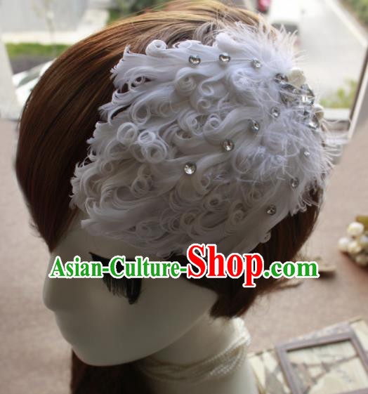 Top Grade Halloween White Feather Hair Stick Headwear Brazilian Carnival Hair Accessories for Women