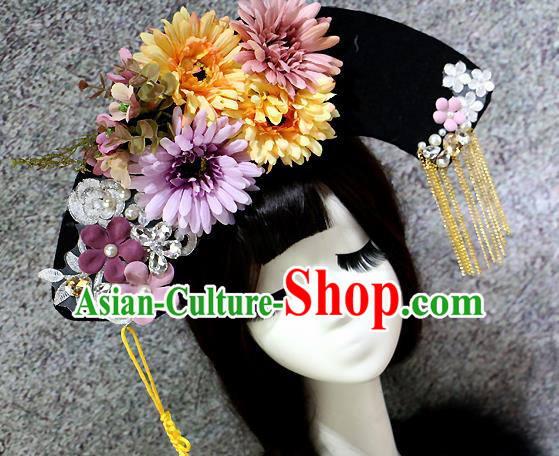 Chinese Ancient Palace Headwear Traditional Qing Dynasty Manchu Hair Accessories for Women