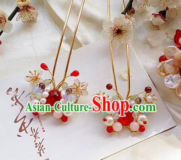 Chinese Ancient Princess Pearls Butterfly Hairpins Traditional Palace Hair Accessories for Women