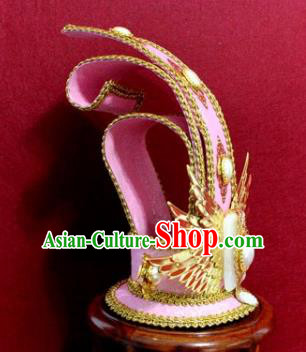 Handmade Chinese Han Dynasty Prince Pink Hairdo Crown Traditional Ancient Swordsman Hair Accessories for Men