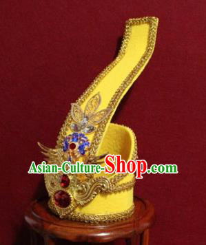 Handmade Chinese Han Dynasty Prince Golden Hairdo Crown Traditional Ancient Swordsman Hair Accessories for Men