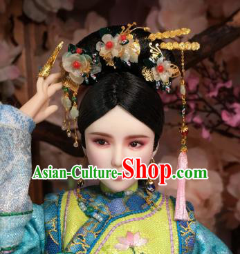 Chinese Ancient Manchu Court Lady Tassel Headwear Traditional Qing Dynasty Palace Hair Accessories for Women