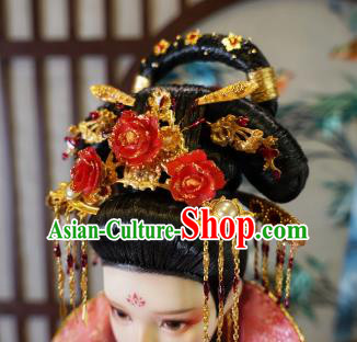 Chinese Ancient Tang Dynasty Queen Headwear Phoenix Coronet Traditional Palace Hair Accessories for Women