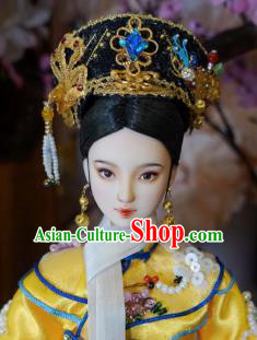 Chinese Ancient Manchu Queen Headwear Traditional Qing Dynasty Palace Hair Accessories for Women