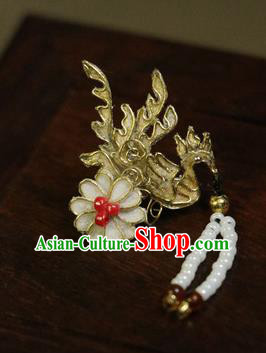 Chinese Ancient Cloisonne Golden Phoenix Hairpins Traditional Qing Dynasty Palace Manchu Imperial Consort Hair Accessories for Women