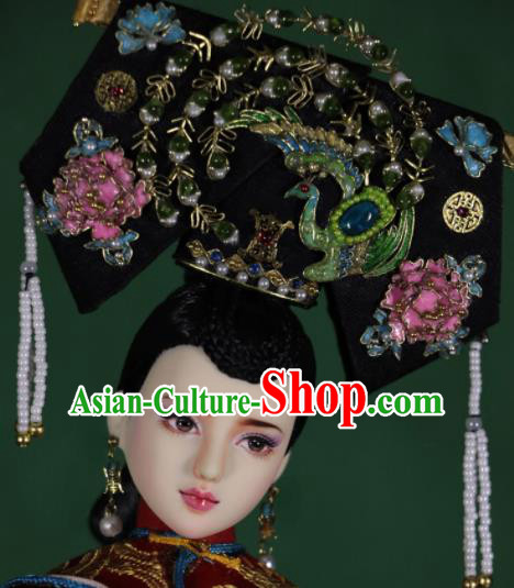 Chinese Ancient Empress Hairpins Phoenix Headwear Traditional Qing Dynasty Palace Manchu Queen Hair Accessories for Women