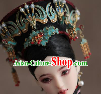 Chinese Ancient Palace Empress Phoenix Hat Headwear Traditional Qing Dynasty Manchu Queen Hair Accessories for Women