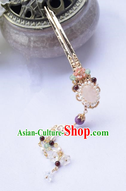 Chinese Ancient Princess Pearls Tassel Hairpins Traditional Hanfu Hair Accessories for Women