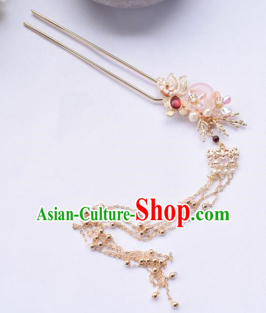 Chinese Ancient Princess Golden Tassel Hairpins Traditional Hanfu Hair Accessories for Women