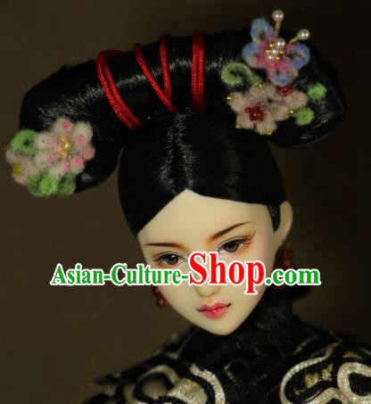 Chinese Ancient Court Maid Headwear Traditional Qing Dynasty Palace Manchu Imperial Consort Hair Accessories for Women