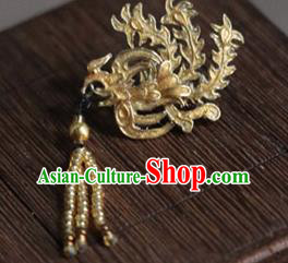Chinese Ancient Queen Golden Phoenix Tassel Hairpins Traditional Hanfu Hair Accessories for Women