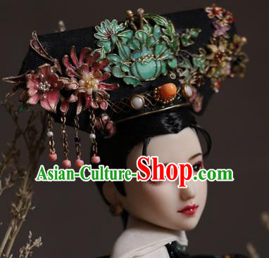 Chinese Ancient Manchu Lady Headwear Traditional Qing Dynasty Palace Imperial Consort Hair Accessories for Women