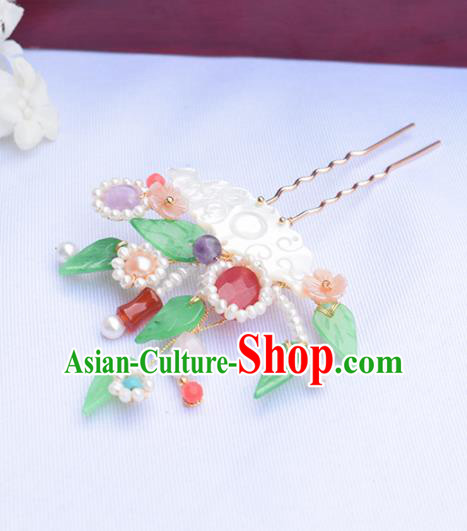 Chinese Ancient Princess Shell Cloud Hairpins Traditional Hanfu Hair Accessories for Women