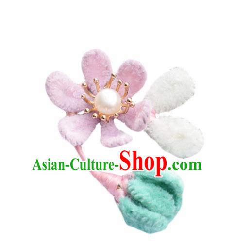 Chinese Ancient Princess Velvet Flowers Hair Stick Hairpins Traditional Hanfu Hair Accessories for Women