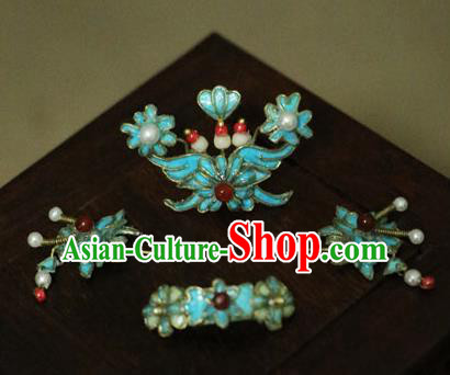 Chinese Ancient Manchu Lady Hairpins Headwear Traditional Qing Dynasty Princess Hair Accessories for Women