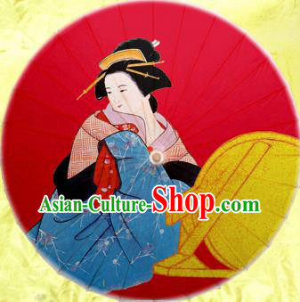 Handmade Chinese Traditional Wedding Umbrellas Ancient Geisha Kimono Red Oiled Paper Umbrella