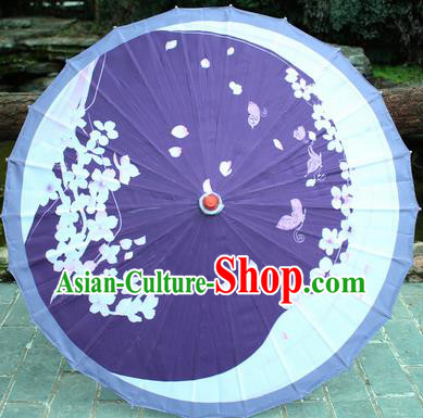 Handmade Chinese Traditional Printing Purple Oiled Paper Umbrellas Ancient Princess Umbrella