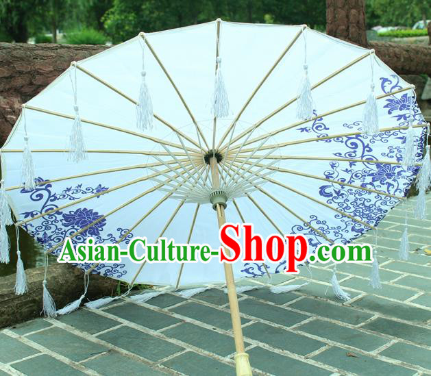 Handmade Chinese Traditional Printing Tassel Oiled Paper Umbrellas Ancient Princess Umbrella