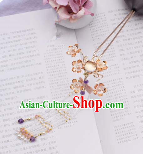 Chinese Ancient Princess Palace Opal Tassel Hairpins Traditional Handmade Hanfu Hair Accessories for Women
