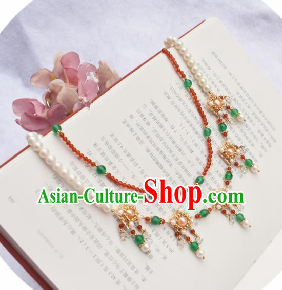 Handmade Chinese Hanfu Tassel Necklace Traditional Ancient Princess Necklet Accessories for Women