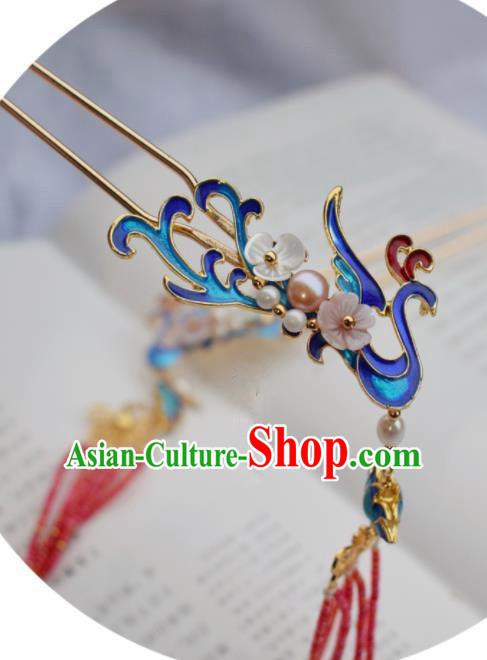 Chinese Ancient Princess Cloisonne Phoenix Hairpins Traditional Handmade Hanfu Hair Accessories for Women