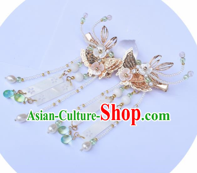 Chinese Ancient Palace Golden Butterfly Hair Claws Princess Hairpins Traditional Handmade Hanfu Hair Accessories for Women