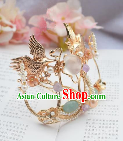 Chinese Ancient Princess Palace Cranes Hair Comb Hairpins Traditional Handmade Hanfu Hair Accessories for Women