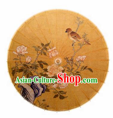 Chinese Ancient Oiled Paper Umbrella Traditional Handmade Printing Peony Umbrellas