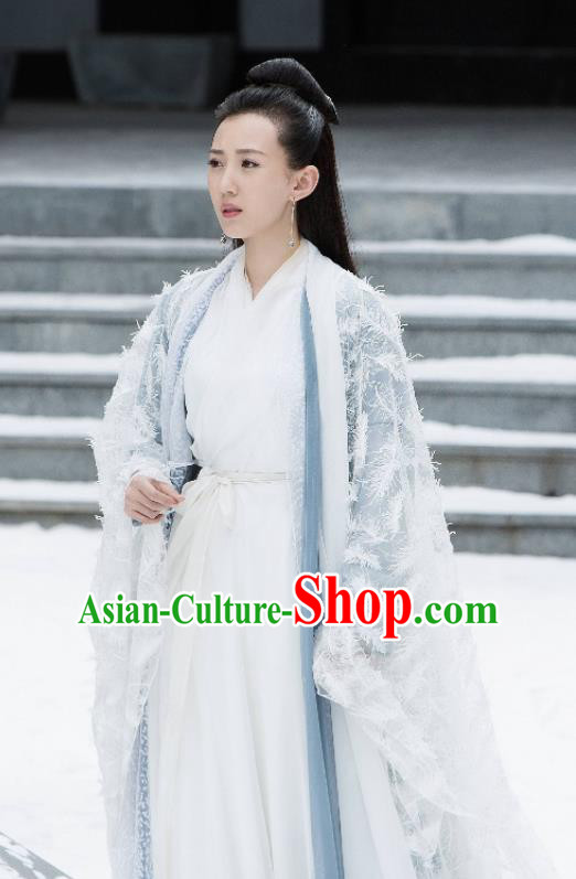 Madam White Snake Chinese Ancient Swordswoman Hanfu Dress Jin Dynasty Taoist Nun Historical Costume for Women