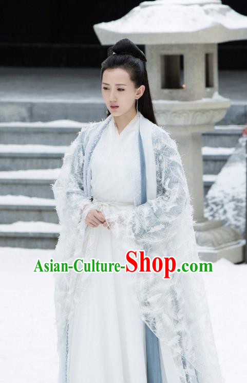 Madam White Snake Chinese Ancient Swordswoman Hanfu Dress Jin Dynasty Taoist Nun Historical Costume for Women