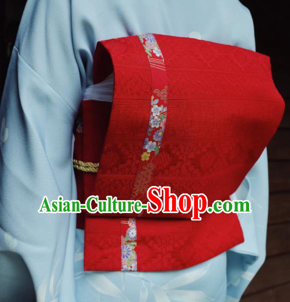 Japanese Handmade Kimono Waist Accessories Waistband Japan Traditional Yukata Red Belts for Women