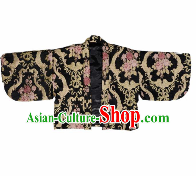 Japanese Handmade Kimono Black Embroidered Haori Costume Japan Traditional Jacket for Women