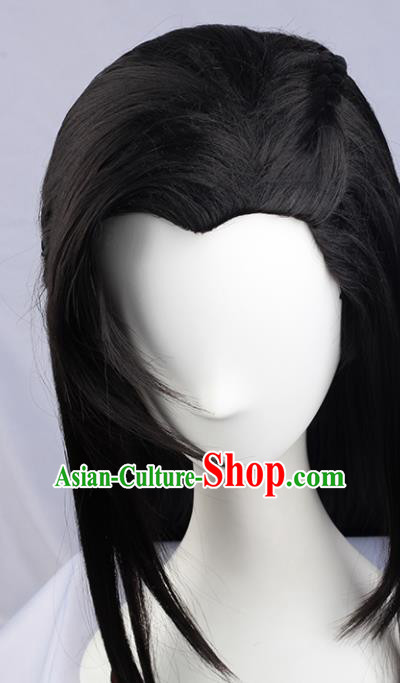 Chinese Traditional Young Hero Hanfu Wigs Sheath Ancient Swordsman Hairpiece Handmade Chignon for Men