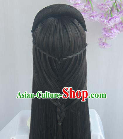 Handmade Chinese Ancient Jin Dynasty Princess Headpiece Chignon Traditional Hanfu Wigs Sheath for Women