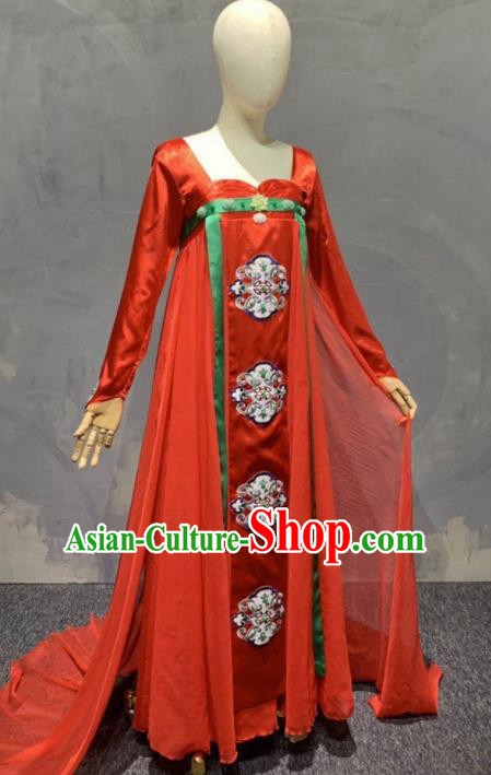 Chinese Classical Dance Stage Performance Costume Traditional Peri Dance Red Dress for Women