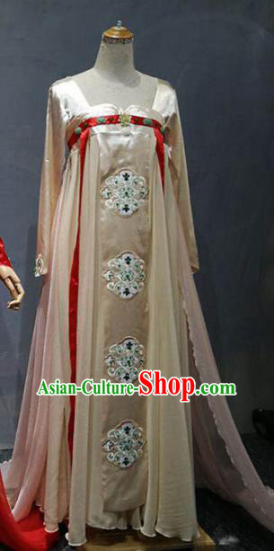 Chinese Classical Dance Stage Performance Costume Traditional Peri Dance Apricot Dress for Women