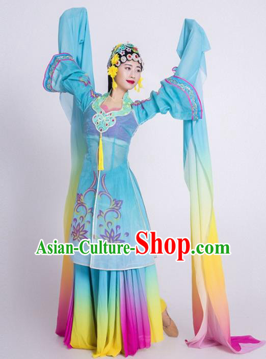 Chinese Classical Dance Costume Traditional Beijing Opera Stage Performance Blue Dress for Women