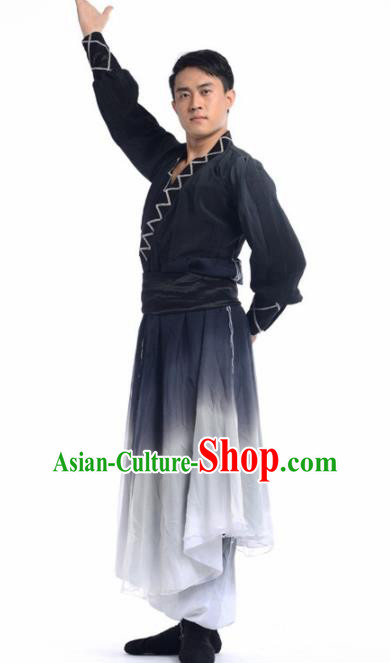 Chinese Classical Dance Grey Costume Traditional Drum Dance Yangko Stage Performance Clothing for Men