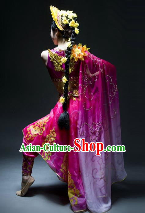 Indian Traditional Dance Costume Oriental Belly Dance Rosy Dress for Women