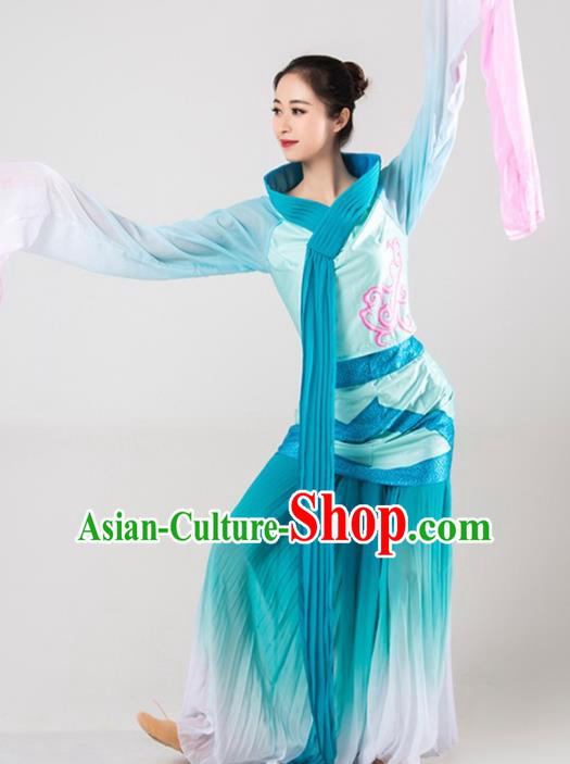 Chinese Classical Dance Green Costume Traditional Dunhuang Flying Apsaras Stage Performance Dress for Women