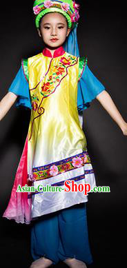 Chinese Baoan Nationality Stage Performance Costume Traditional Ethnic Minority Clothing for Kids